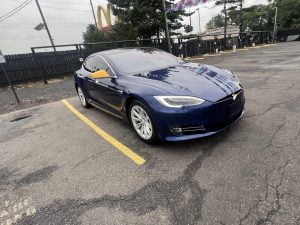 Dark Blue Tesla Car Wrap